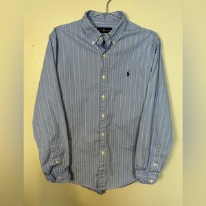 Ralph Lauren Men's Blue and White Striped Shirt